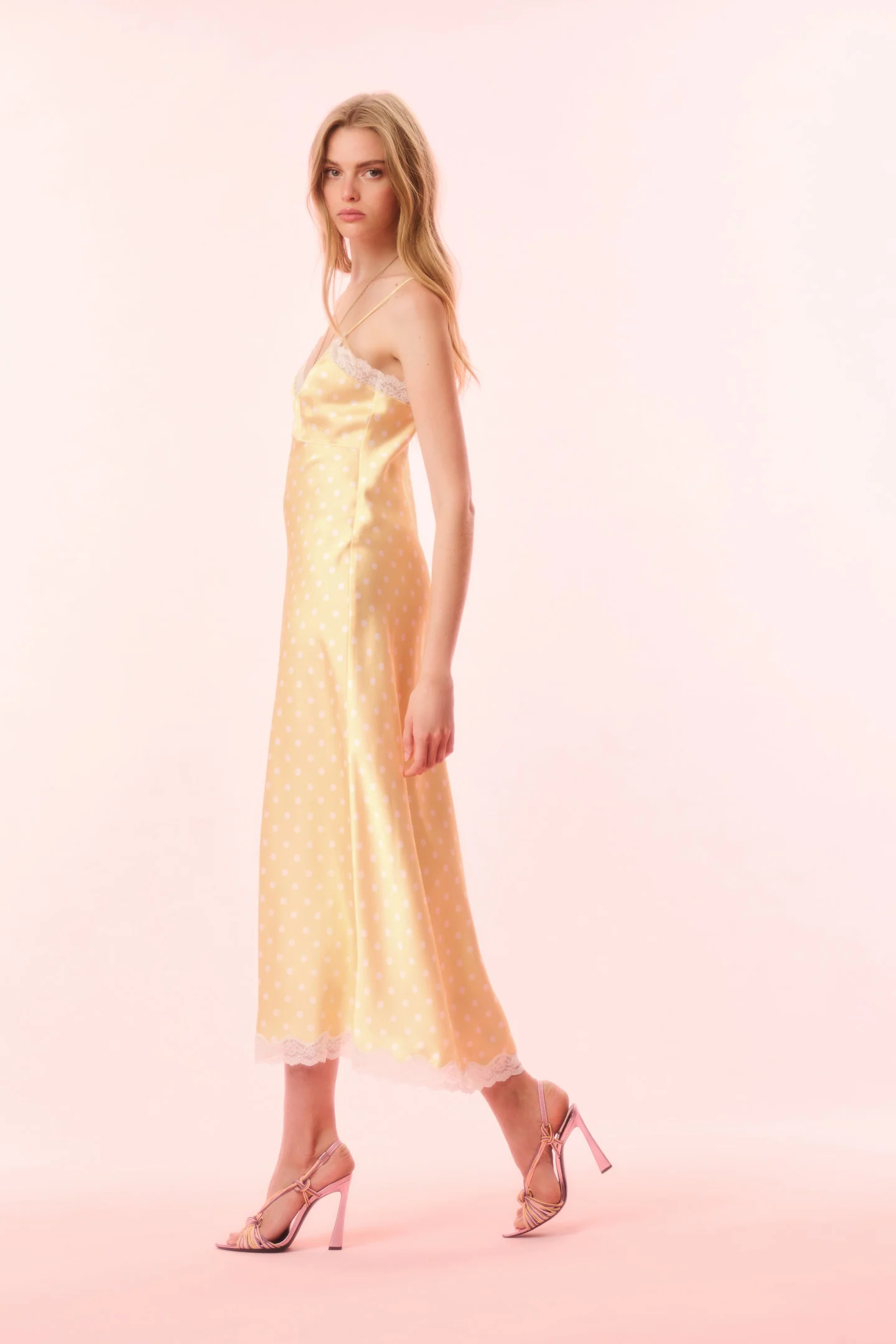 Manuela Satin Polkadot Slip Dress