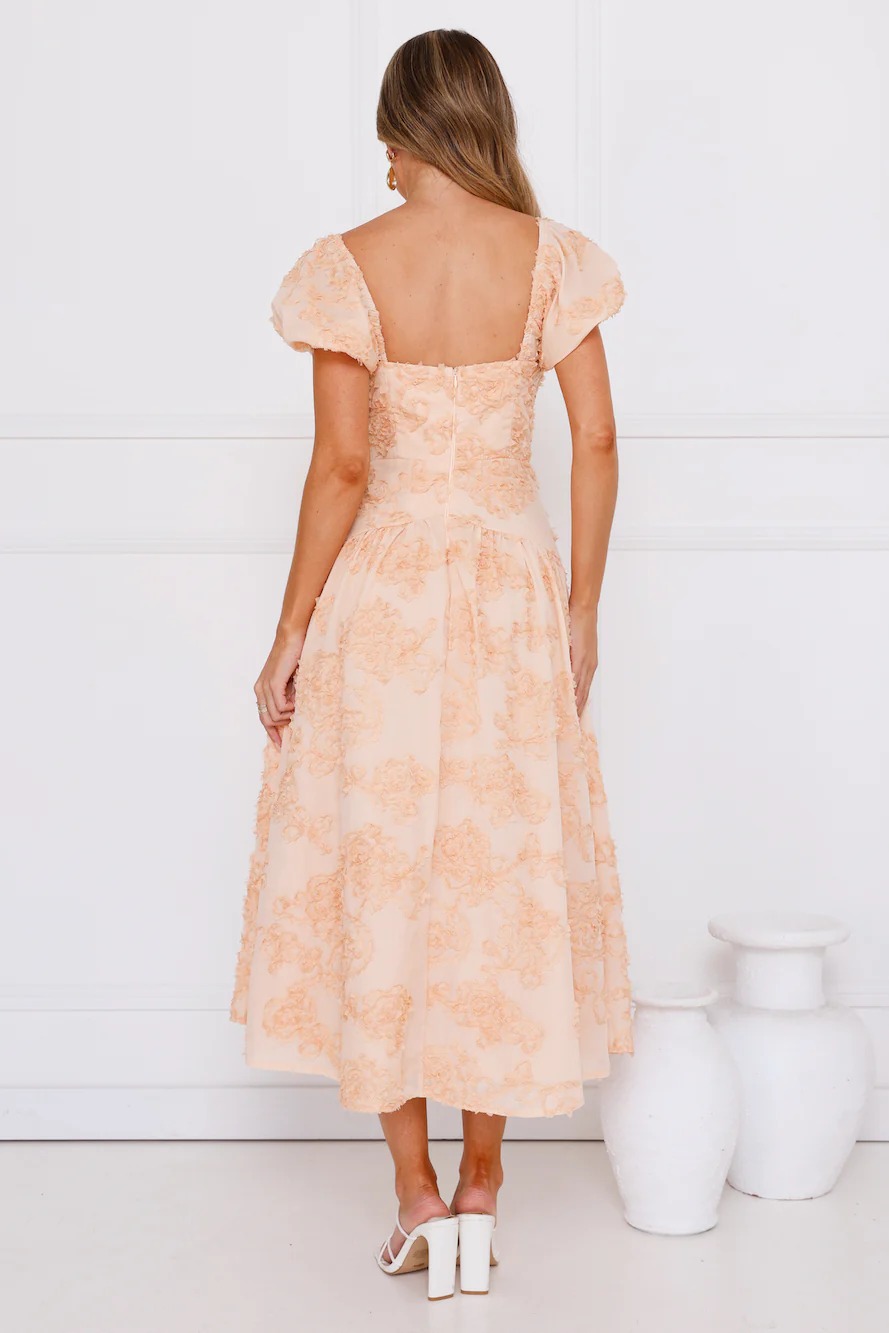 Experience Best Dressed Midi Dress Peach