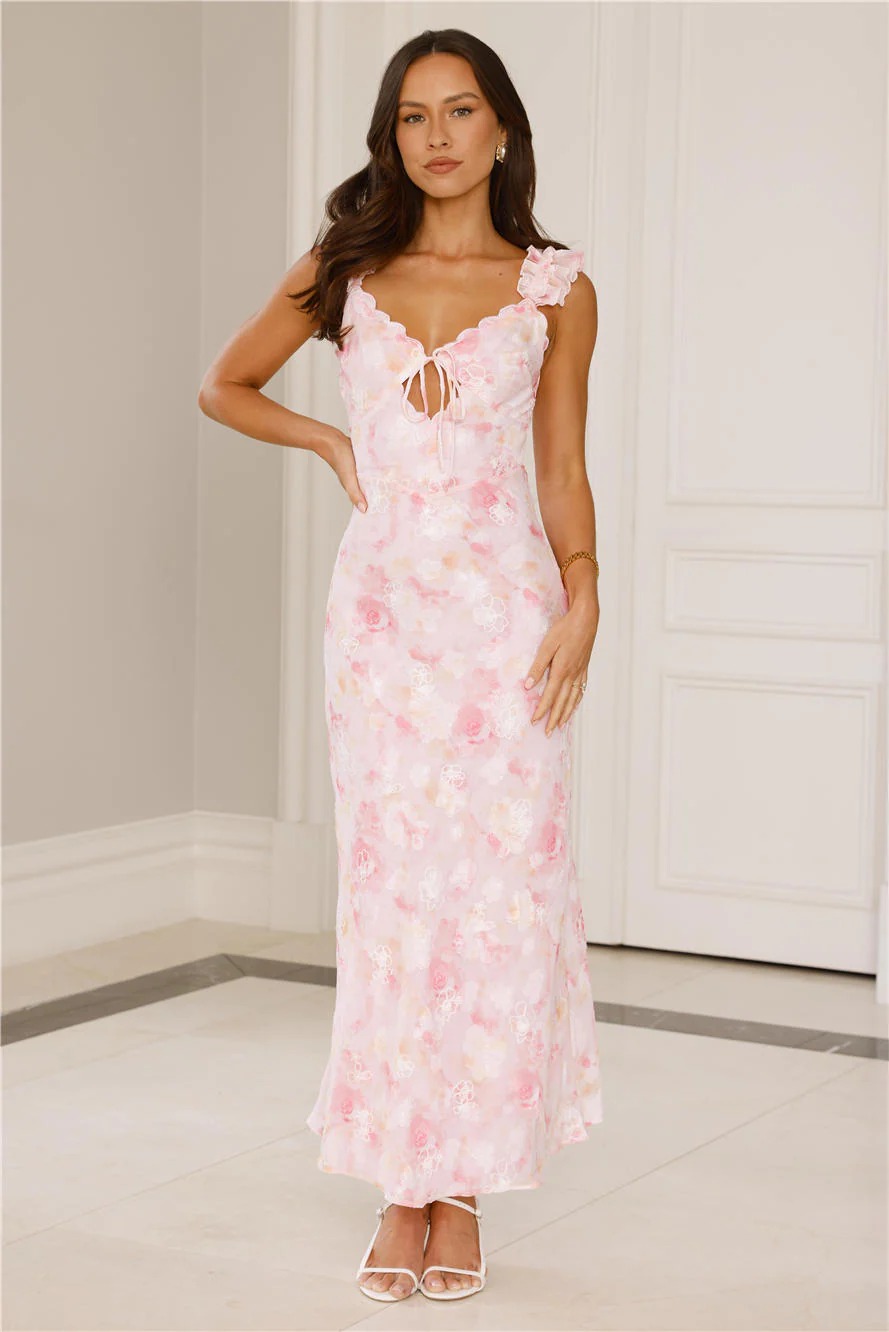 Rose Whisper Midi Dress Pink