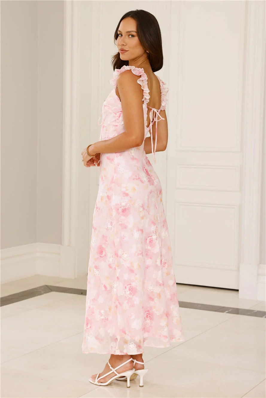 Rose Whisper Midi Dress Pink