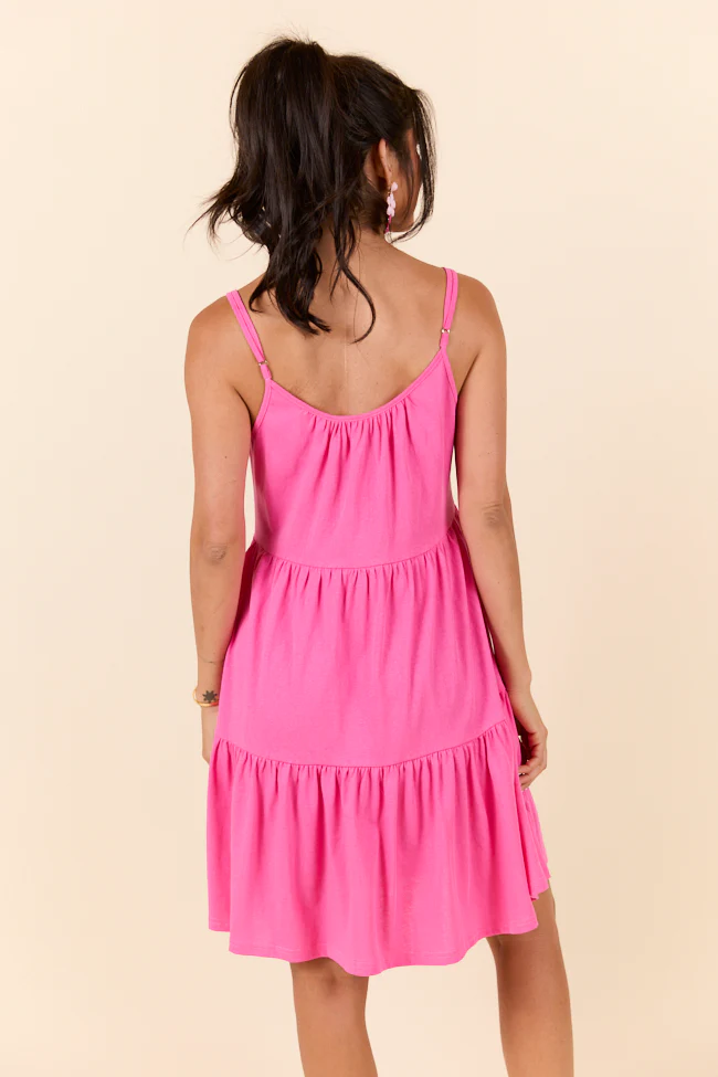Dockside Drinks Pink Mini Tiered Knit Dress