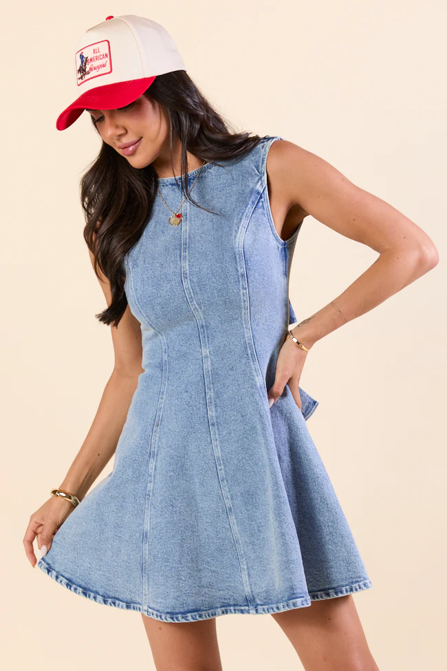 Dancin' In The Country Denim High Neck Mini Dress