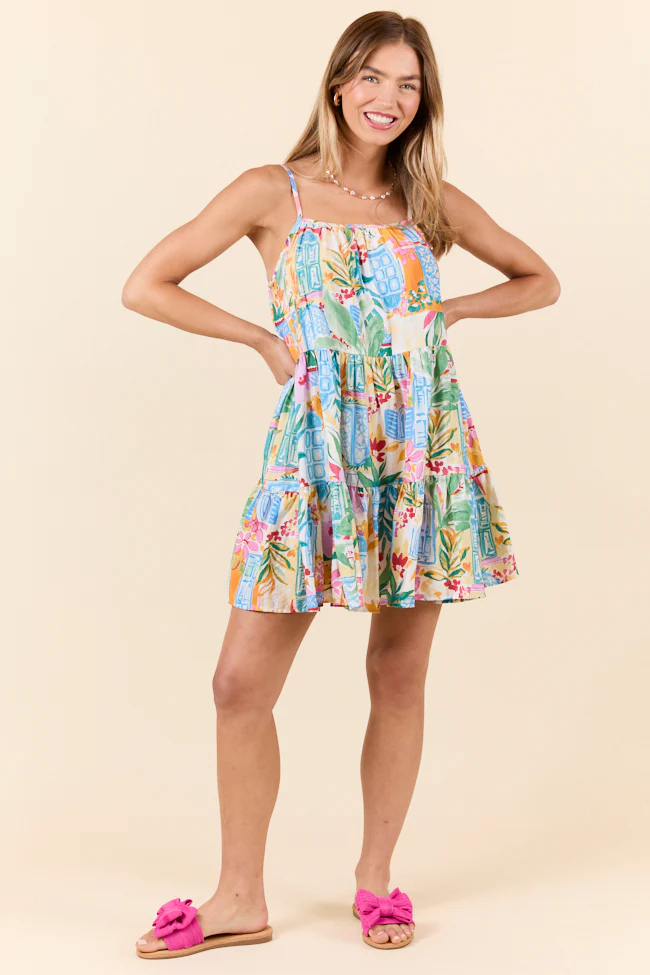 Sunset Tropics Tropical Print Mini Dress