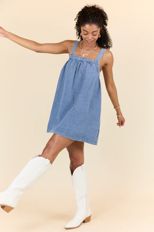 Always Around Denim Babydoll Dress