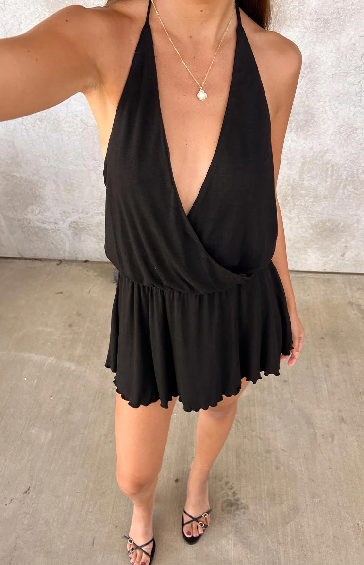 Tyler Black Halter Neck Playsuit