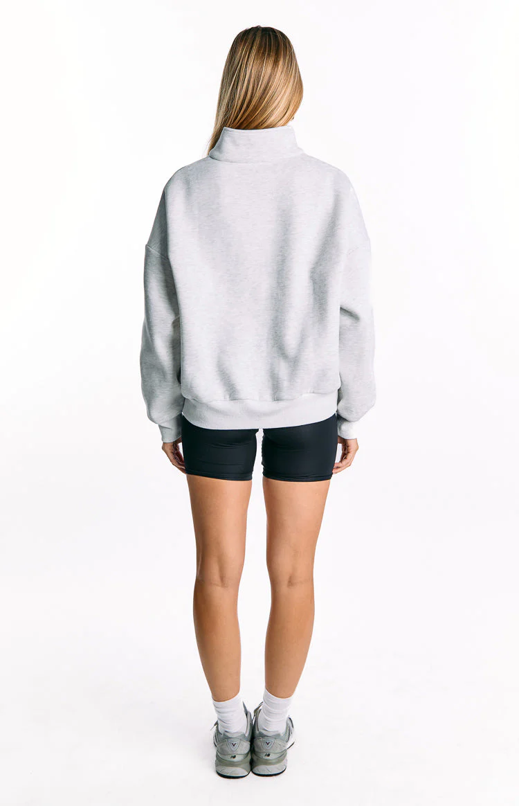 Yazmin Grey Marl Quarter Zip Jumper