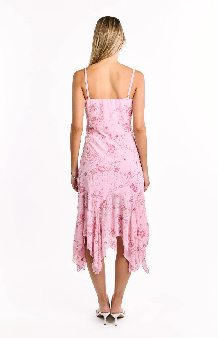 Another World Pink Sequin Midi Dress