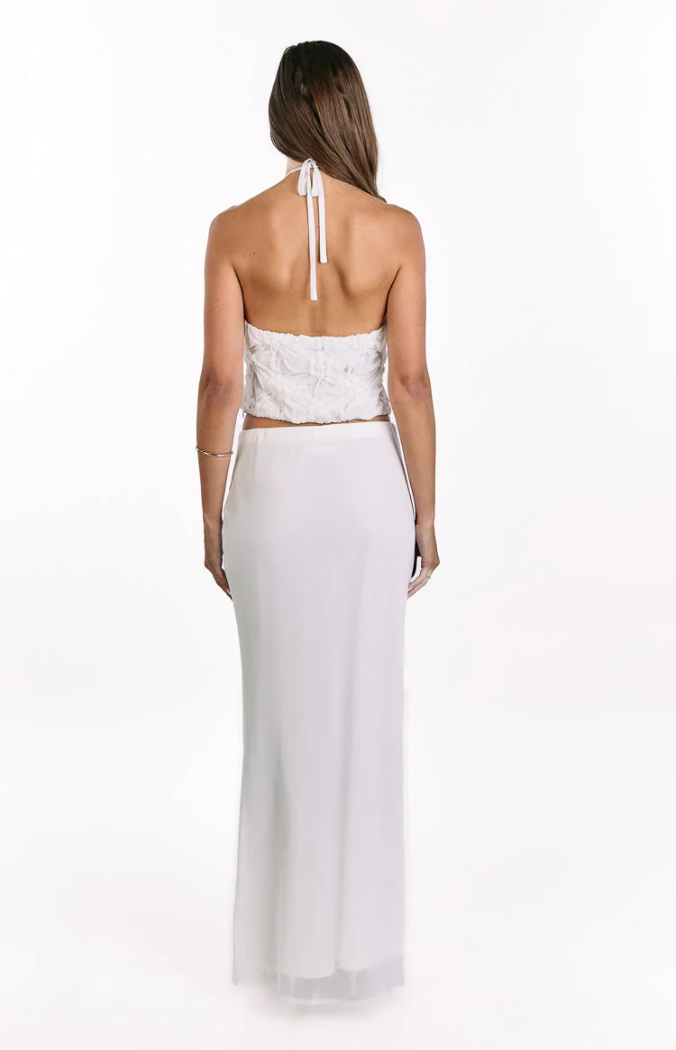Daisie White Textured Halter Top