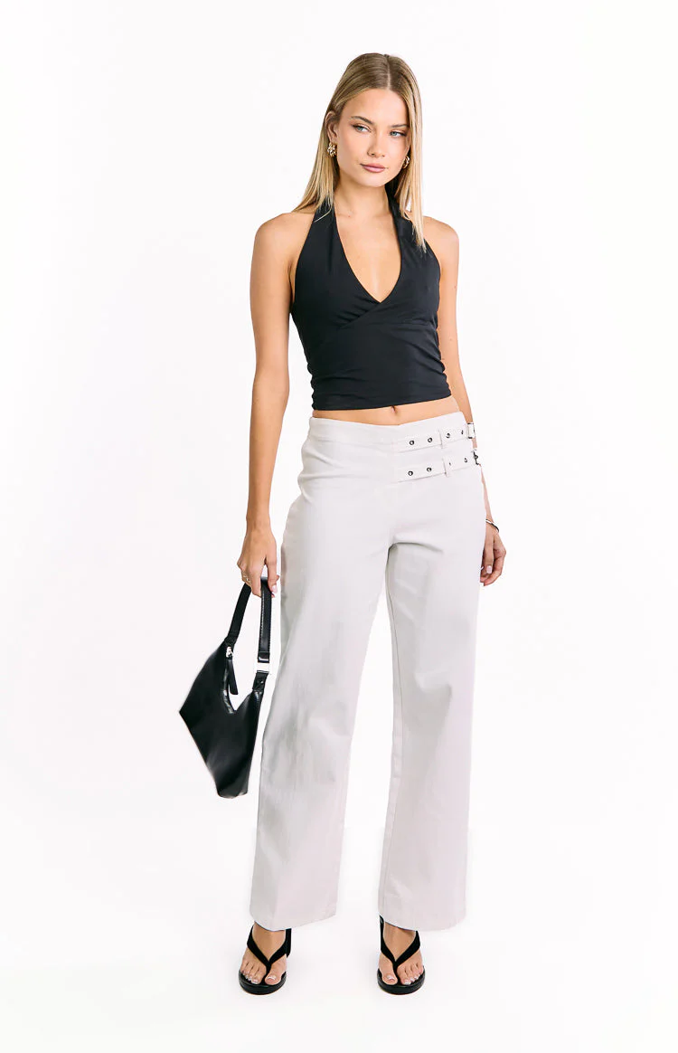 Lila Off White Buckle Pants