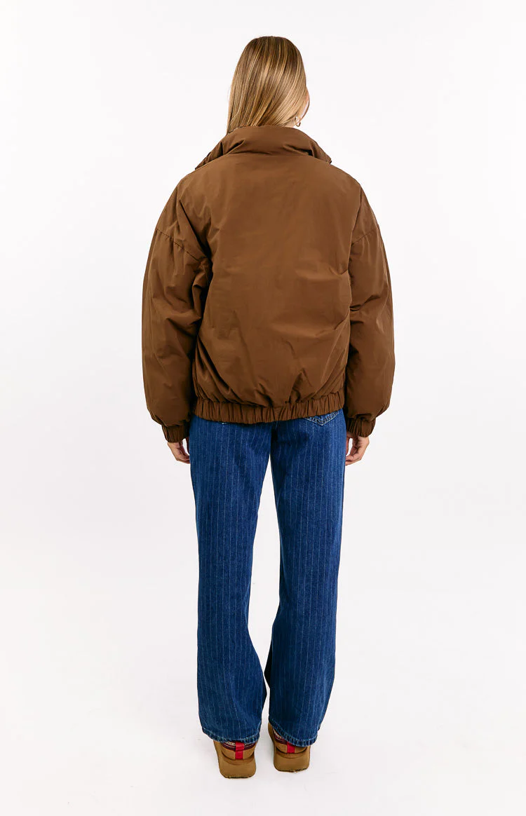 All I Wanted Brown Plaid Puffer Jacket