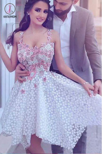 Sexy Straps Appliqued Homecoming Dress,Sweetheart Short Prom Dresses,Sweet 16 Dress KPH0174