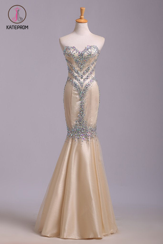 Floor Length Sweetheart Sequined Mermaid Prom Dress, Evening Dress KPP0571