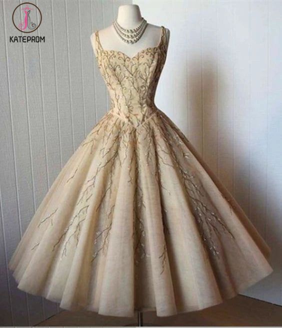 Tea-length Midi Straps Homecoming Dress,A-line Short Prom Gown,Sweetheart Party Gown KPH0147