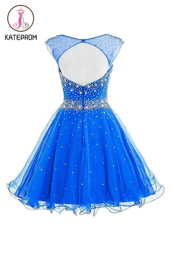 Mint Short Tulle Beading Homecoming Dress Graduation Gown KPH0073