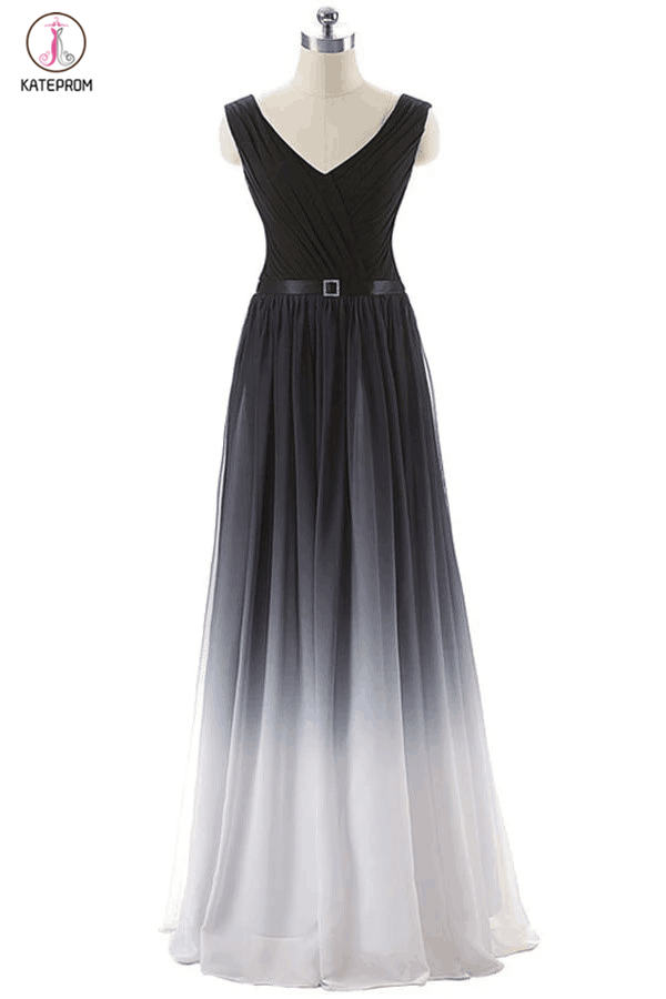 Real Beauty Gradient Chiffon Back Up Lace Prom Dresses KPP0023