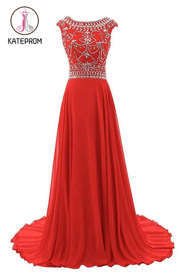 Elegant Backless Prom Dress,New Gorgeous with cap sleeves,Black Evening Dresses KPP0136