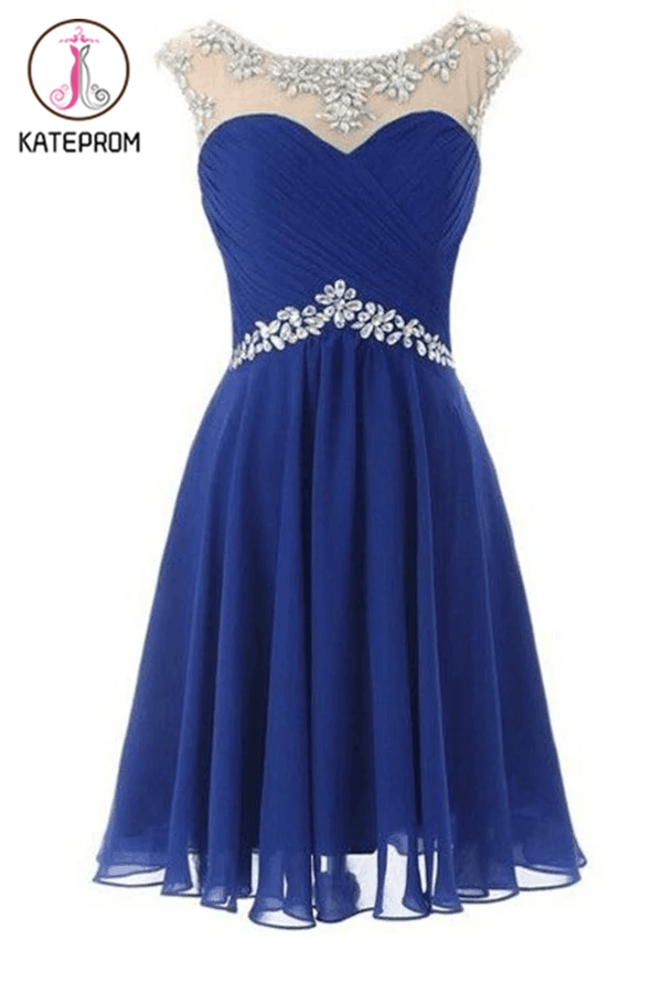 Charming Royal Bule Chiffon Prom Dress Homecoming Dress KPH0068