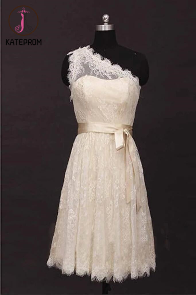 One Shoulder Lace Short Prom Dress Homecoming Dress KPH0044