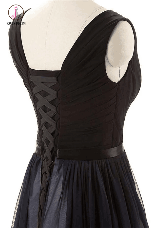 A line Royal Blue Prom Dress,Black And Royal Blue Gradient Ombre Chiffon Prom Dress KPP0206