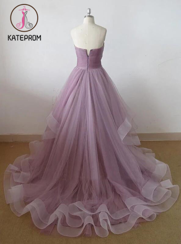 Elegant Tulle Sweetheart Long Prom Dress, Party Dresses KPP0133