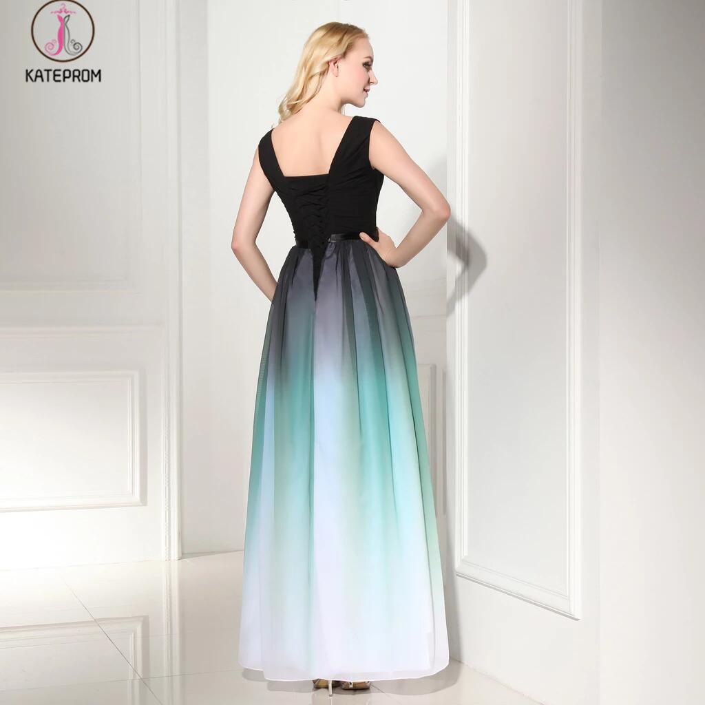 Newest Ombre V-Neck Long Prom Dress Evening Dress KPP0104