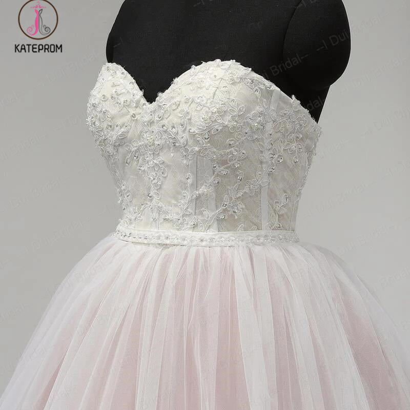 Light Pink Strapless Sweetheart Charming Affordable Layers Long Prom Dresses Ball Gown KPP0271