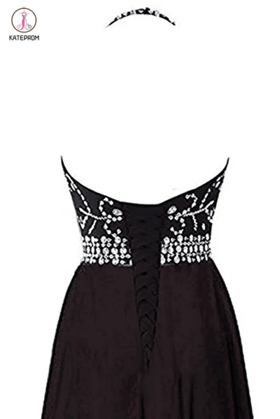 A-line Halter Gradient Chiffon Long Prom Dress Ombre Beads Evening Dresses KPP0209