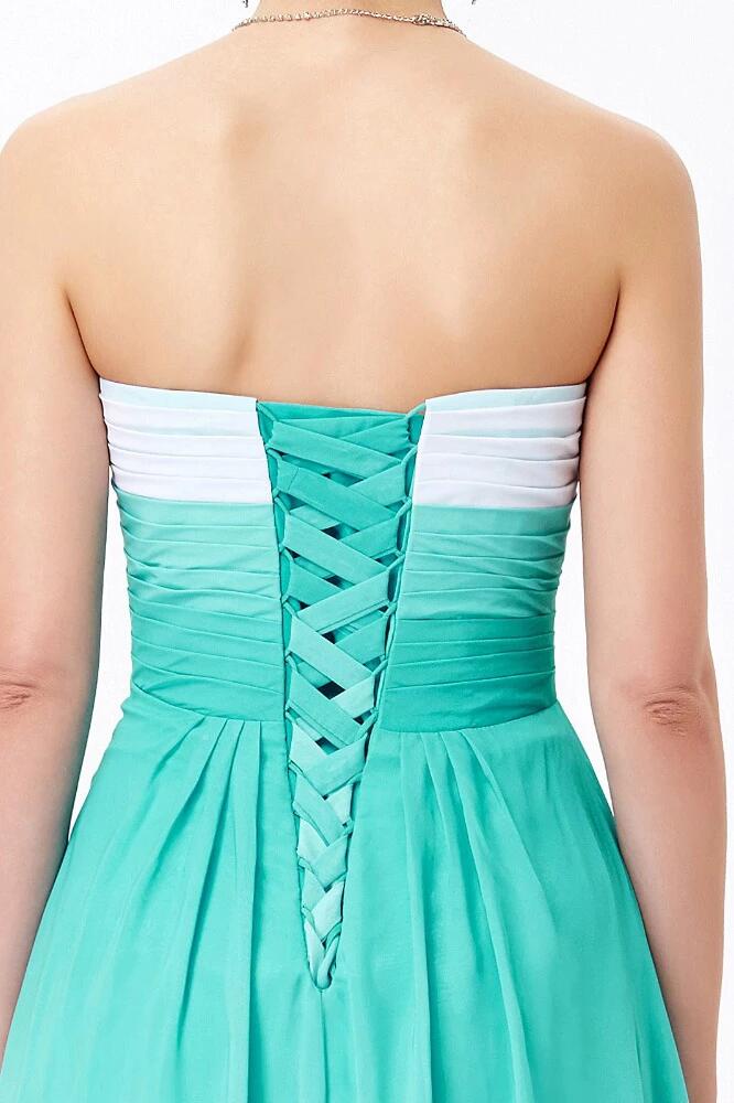 A-line Sweetheart Sleeveless Chiffon Ombre Bridesmaid Dress,Long Prom Gowns KPB0088