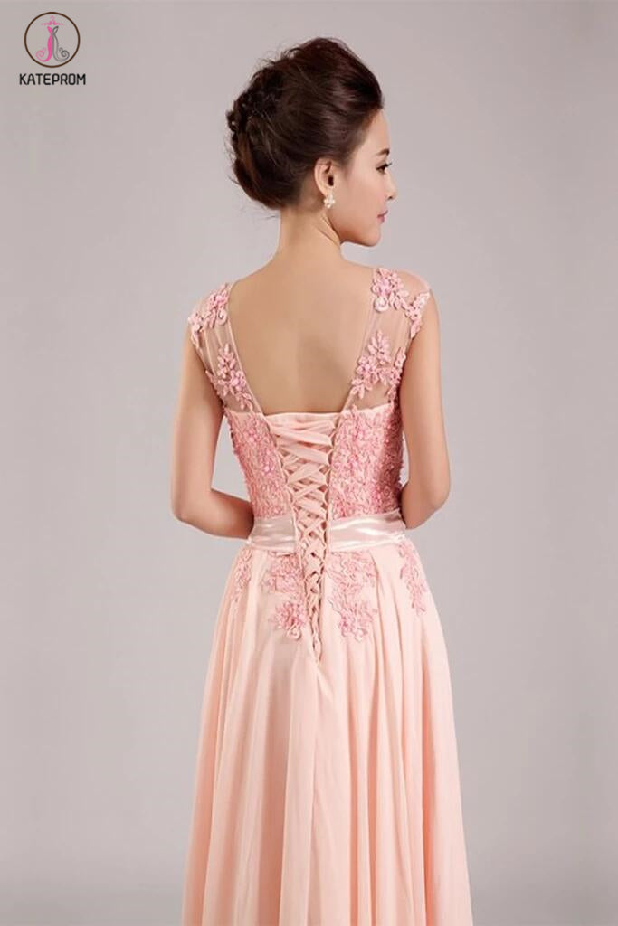 Appliques Long Prom Dress Chiffon Evening Dress KPP0092