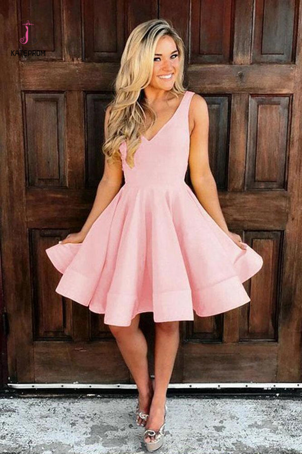 A-line Yellow Satin Short Prom Dress Homecoming Dress Short Prom Dresses KPH0001