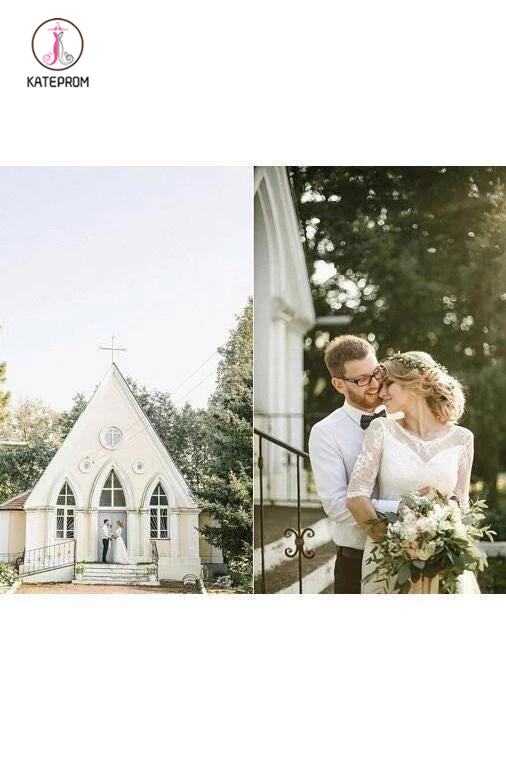 Puffy Half Sleeves Backless Wedding Dresses, Floor Length Long Beach Wedding Dress KPW0442