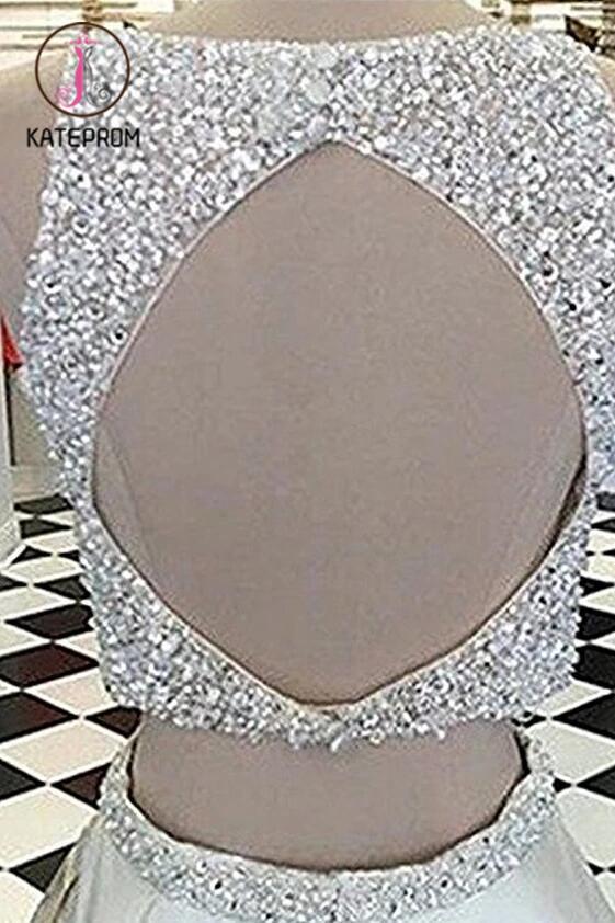 Lilac New Arrival Modest Organza Prom Dresses,Stunning Sequin Two Piece Prom Dress KPP0171