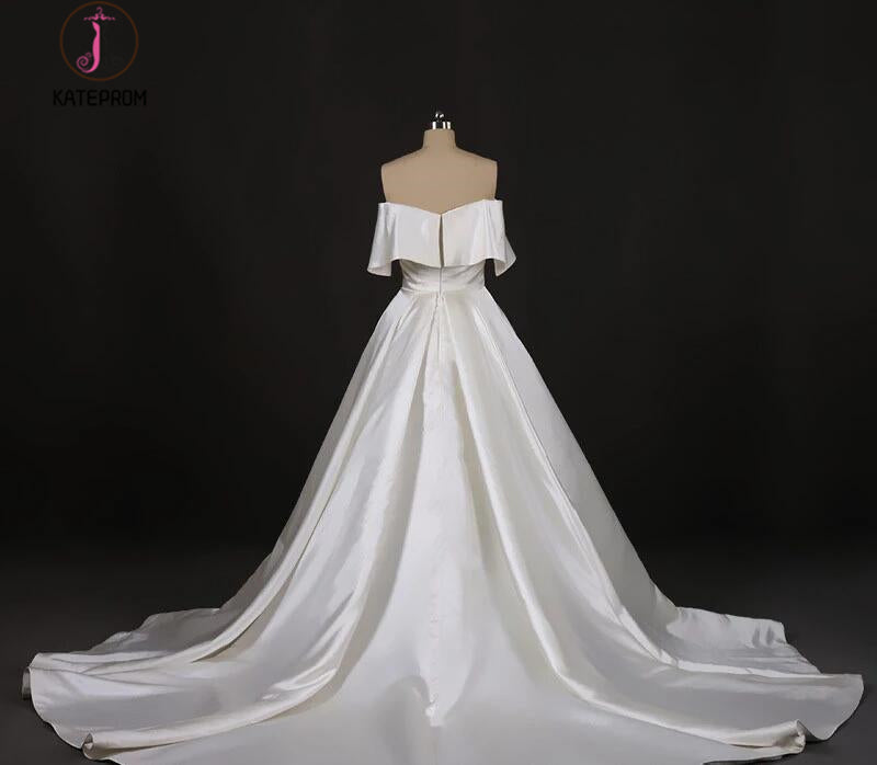 Gorgeous Strapless Ball Gown Long Wedding Dresses, Off the Shoulder Bridal Dresses KPW0469