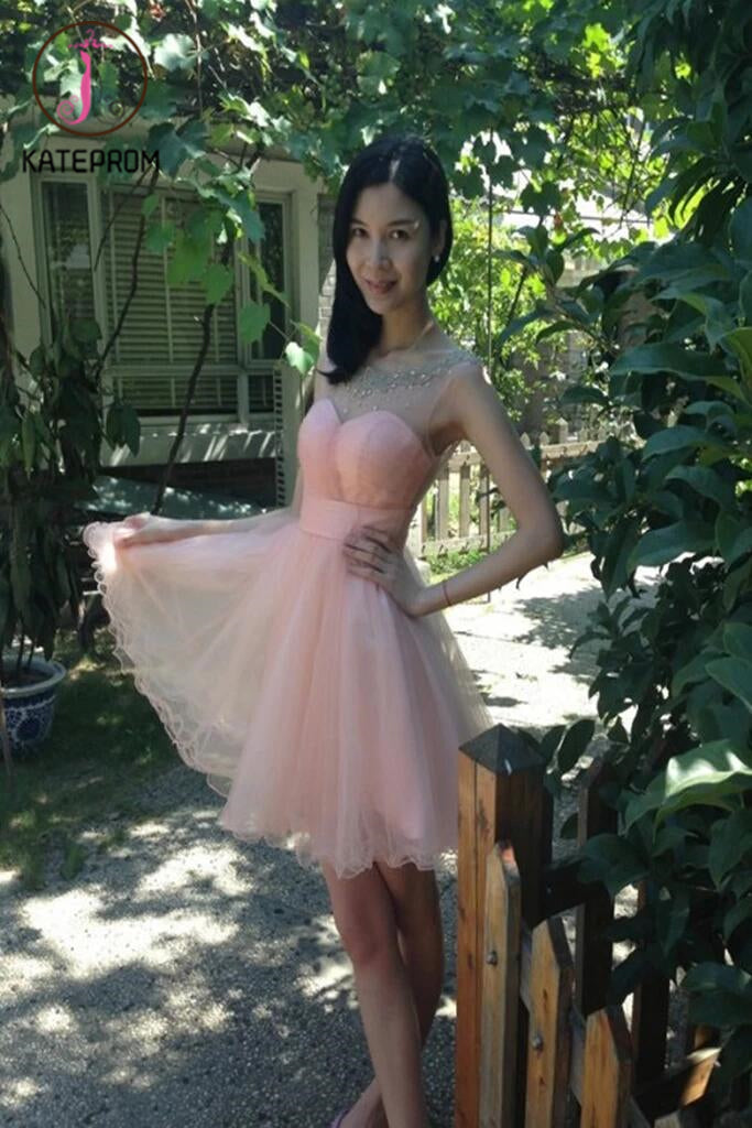 Backless Tulle Short Prom Dress Homecoming Dress KPH0040