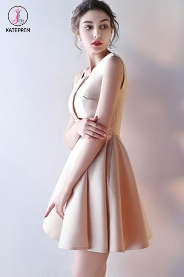 A-Line V-Neck Straps Homecoming Dress,Short Sleeveless Prom Dress,Mini Graduation Dress KPH0184