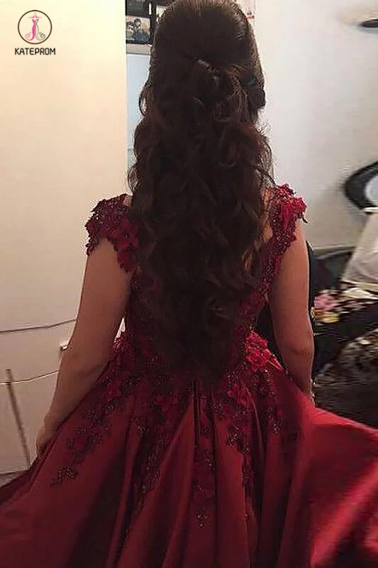 Charming Sleeveless Off-the-Shoulder Applique Satin Floor-Length Prom Dresses KPP0437