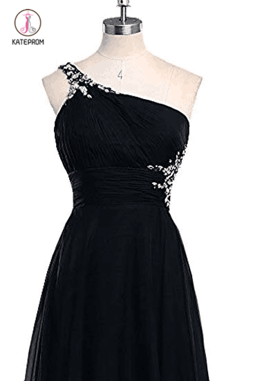 Gradient One Shoulder Chiffon Evening Dress,Ombre Prom Dresses with Beads KPB0104