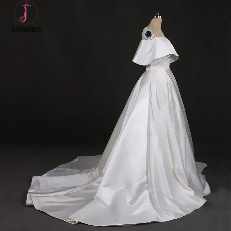 Gorgeous Strapless Ball Gown Long Wedding Dresses, Off the Shoulder Bridal Dresses KPW0469
