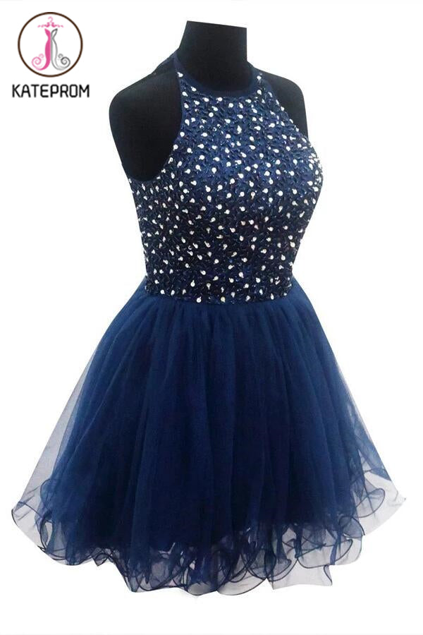 Ball Gown Navy Blue Prom Dresses Homecoming Dresses KPH0100