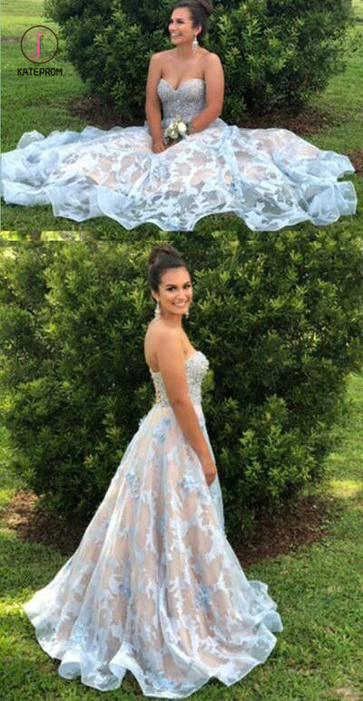 Floor Length Sweetheart Lace Wedding Dress, Long Sleeveless Bridal Dresses KPW0302