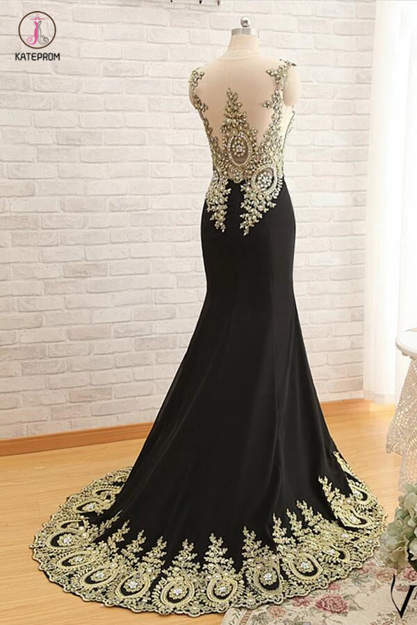Mermaid Satin Appliques Beading Prom Dresses Evening Dress KPP0120