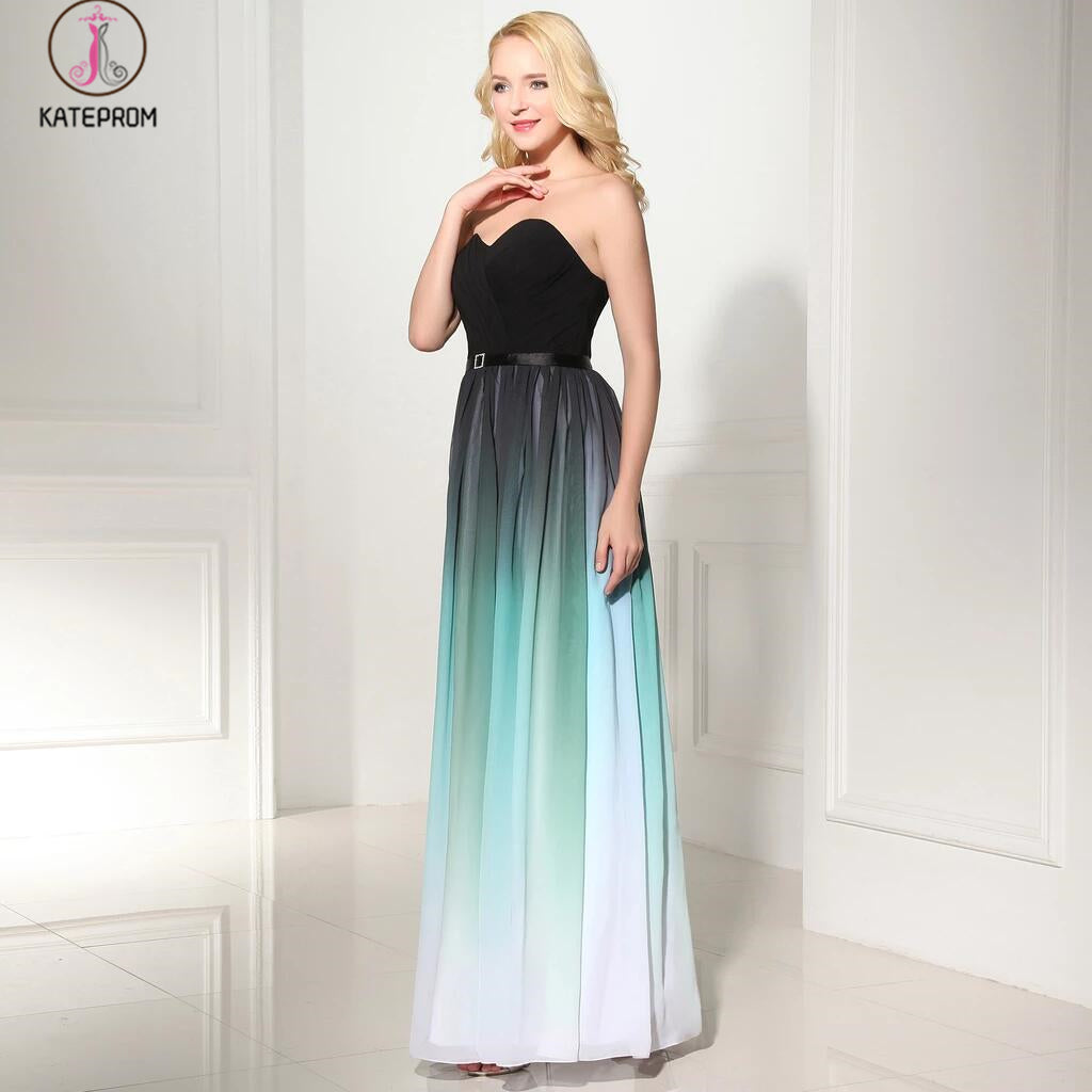 Custom Made Ombre A-Line Chiffon Long Prom Dress KPP0102