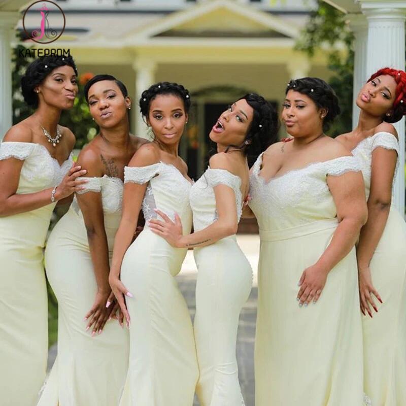 Long Off Shoulder Lace Bridesmaid Dress, Sexy Mermaid Bridesmaid Dress KPB0150