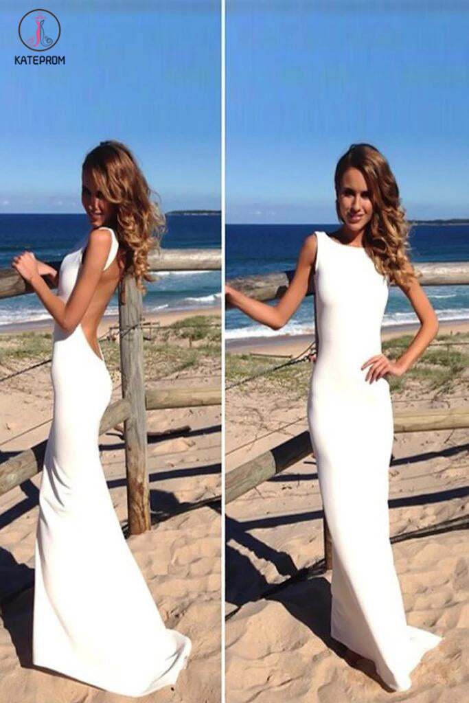 Backless Sheath Long Prom Dress Evening Dress, Sexy Sleeveless Formal Gown KPP0088