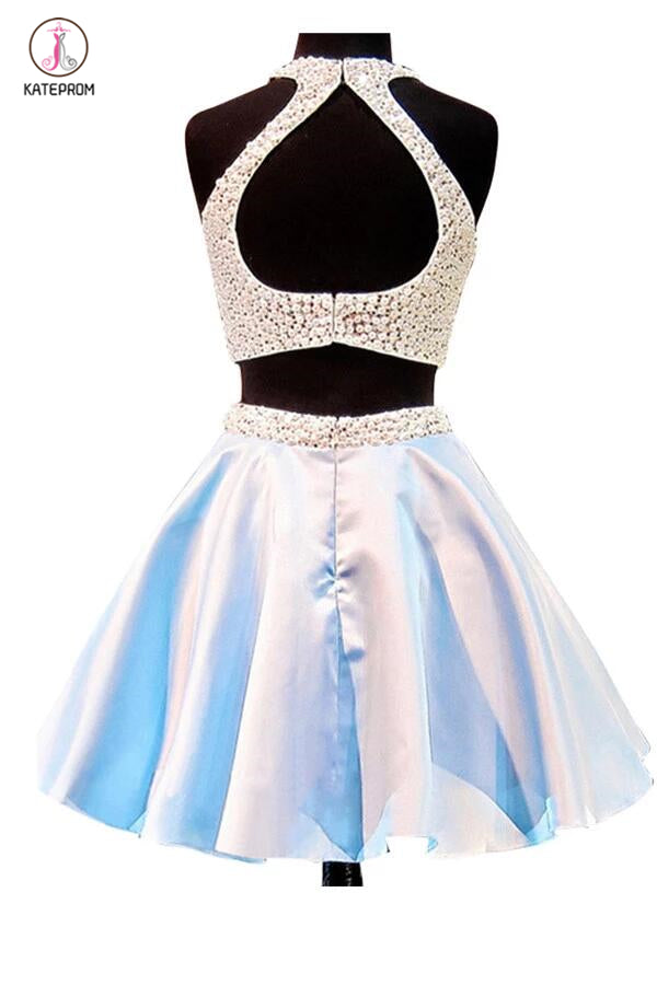 Two piece Open Back Sleeveless Homecoming/Prom Dresses KPH0028