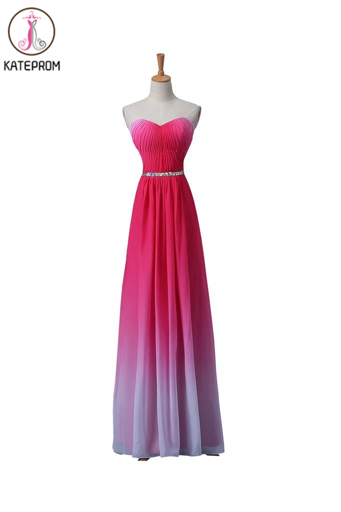 Gradient Ombre Chiffon Long Beaded Prom\Evening Dresses KPP0007