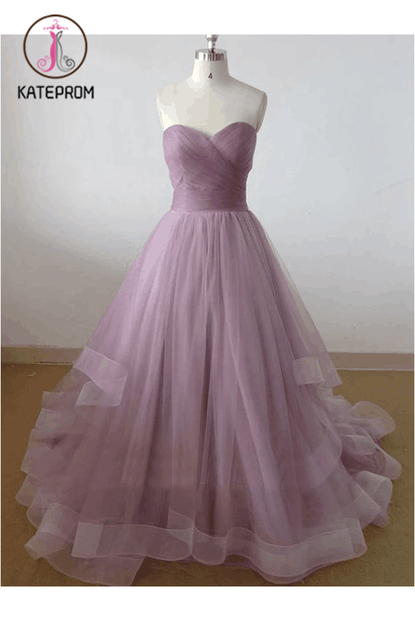 Elegant Tulle Sweetheart Long Prom Dress, Party Dresses KPP0133