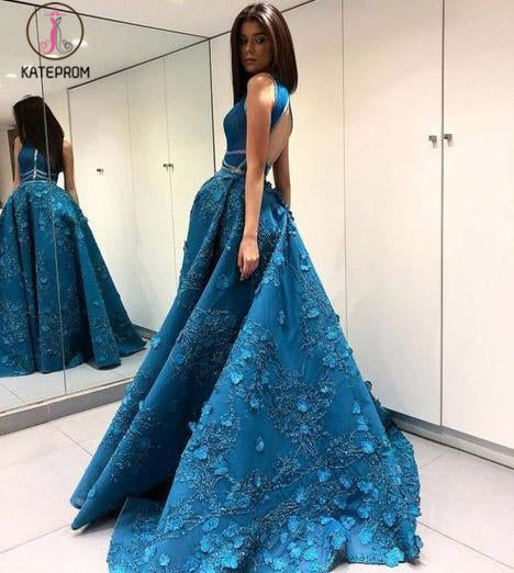 Unique Applique Formal Dresses, A Line Elegant Ruched Long Prom Dresses KPP0607