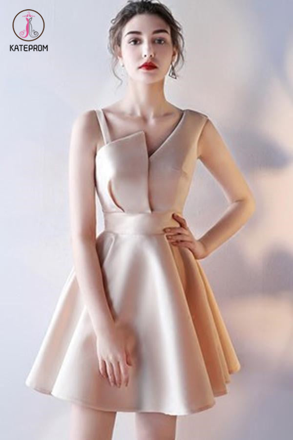 A-Line V-Neck Straps Homecoming Dress,Short Sleeveless Prom Dress,Mini Graduation Dress KPH0184