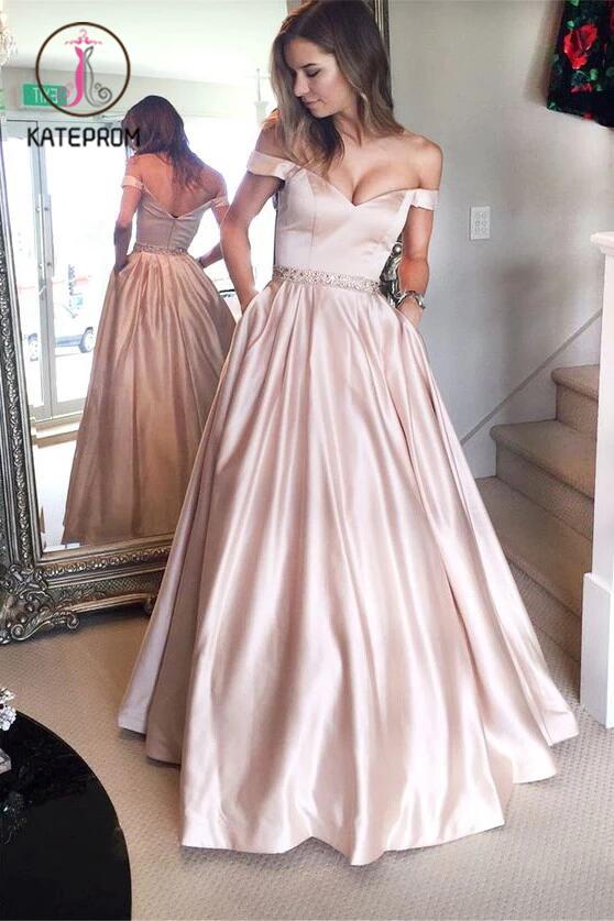 A-line Off the Shoulder Prom Dresses,Ruffles Party Dress,Formal Dress,Graduation Dresses KPP0190